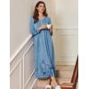 Ekouaer Women’s Long Sleeve Nightgown Full Length Sleepwear Long Sleepshirts Henley Sleep Dress S-4XL(Blue Ink Flower)