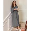 Ekouaer Women’s Long Sleeve Nightgown Full Length Sleepwear Long Sleepshirts Henley Sleep Dress S-4XL(B_medium Grey)