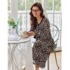Ekouaer Women’s Long Sleeve Nightgown Full Length Sleepwear Long Sleepshirts Henley Sleep Dress S-4XL(Brown Leopard Print)