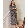 Ekouaer Women’s Long Sleeve Nightgown Full Length Sleepwear Long Sleepshirts Henley Sleep Dress S-4XL(Brown Leopard Print)