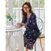 Ekouaer Women’s Long Sleeve Nightgown Full Length Sleepwear Long Sleepshirts Henley Sleep Dress S-4XL(C_black Butterfly)