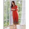 Ekouaer Women’s Long Sleeve Nightgown Full Length Sleepwear Long Sleepshirts Henley Sleep Dress S-4XL(C_red Peacock Feather)