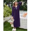 Ekouaer Women’s Long Sleeve Nightgown Full Length Sleepwear Long Sleepshirts Henley Sleep Dress S-4XL(Dark Purple)