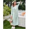 Ekouaer Women’s Long Sleeve Nightgown Full Length Sleepwear Long Sleepshirts Henley Sleep Dress S-4XL(Green Daisy)