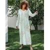 Ekouaer Women’s Long Sleeve Nightgown Full Length Sleepwear Long Sleepshirts Henley Sleep Dress S-4XL(Green Daisy)
