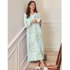 Ekouaer Women’s Long Sleeve Nightgown Full Length Sleepwear Long Sleepshirts Henley Sleep Dress S-4XL(Green Daisy)