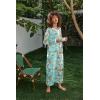 Ekouaer Women’s Long Sleeve Nightgown Full Length Sleepwear Long Sleepshirts Henley Sleep Dress S-4XL(Green Flower)