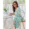 Ekouaer Women’s Long Sleeve Nightgown Full Length Sleepwear Long Sleepshirts Henley Sleep Dress S-4XL(Green Flower)