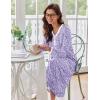 Ekouaer Women’s Long Sleeve Nightgown Full Length Sleepwear Long Sleepshirts Henley Sleep Dress S-4XL(Purple Floral)