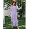 Ekouaer Women’s Long Sleeve Nightgown Full Length Sleepwear Long Sleepshirts Henley Sleep Dress S-4XL(Purple Floral)
