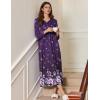 Ekouaer Women’s Long Sleeve Nightgown Full Length Sleepwear Long Sleepshirts Henley Sleep Dress S-4XL(Purple Flower)