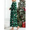 Ekouaer Women’s Long Sleeve Nightgown Full Length Sleepwear Long Sleepshirts Henley Sleep Dress S-4XL(Z_green Santa)
