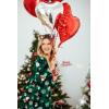 Ekouaer Women’s Long Sleeve Nightgown Full Length Sleepwear Long Sleepshirts Henley Sleep Dress S-4XL(Z_green Santa)