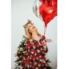 Ekouaer Women’s Long Sleeve Nightgown Full Length Sleepwear Long Sleepshirts Henley Sleep Dress S-4XL(Z_red Santa)