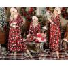 Ekouaer Women’s Long Sleeve Nightgown Full Length Sleepwear Long Sleepshirts Henley Sleep Dress S-4XL(Z_red Santa)