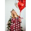 Ekouaer Women’s Long Sleeve Nightgown Full Length Sleepwear Long Sleepshirts Henley Sleep Dress S-4XL(Z_red Snowflake)
