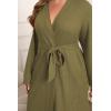 Ekouaer Women’s Plus Size Robe Waffle Knit Bathrobe Short Lightweight Kimono Robes with Pockets Maternity Robe 1x-5x(Army Green)