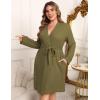 Ekouaer Women’s Plus Size Robe Waffle Knit Bathrobe Short Lightweight Kimono Robes with Pockets Maternity Robe 1x-5x(Army Green)