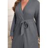 Ekouaer Women’s Plus Size Robe Waffle Knit Bathrobe Short Lightweight Kimono Robes with Pockets Maternity Robe 1x-5x(Dark Grey)
