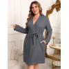 Ekouaer Women’s Plus Size Robe Waffle Knit Bathrobe Short Lightweight Kimono Robes with Pockets Maternity Robe 1x-5x(Dark Grey)