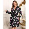 Ekouaer Women’s Plus Size Robe Waffle Knit Bathrobe Short Lightweight Kimono Robes with Pockets Maternity Robe 1x-5x(Floral Black)