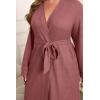 Ekouaer Women’s Plus Size Robe Waffle Knit Bathrobe Short Lightweight Kimono Robes with Pockets Maternity Robe 1x-5x(Gray Purple)