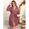 Ekouaer Women’s Plus Size Robe Waffle Knit Bathrobe Short Lightweight Kimono Robes with Pockets Maternity Robe 1x-5x(Gray Purple)