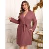 Ekouaer Women’s Plus Size Robe Waffle Knit Bathrobe Short Lightweight Kimono Robes with Pockets Maternity Robe 1x-5x(Gray Purple)