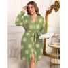 Ekouaer Women’s Plus Size Robe Waffle Knit Bathrobe Short Lightweight Kimono Robes with Pockets Maternity Robe 1x-5x(Green Floral)
