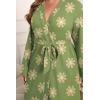 Ekouaer Women’s Plus Size Robe Waffle Knit Bathrobe Short Lightweight Kimono Robes with Pockets Maternity Robe 1x-5x(Green Floral)
