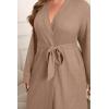 Ekouaer Women’s Plus Size Robe Waffle Knit Bathrobe Short Lightweight Kimono Robes with Pockets Maternity Robe 1x-5x(Khaki)