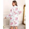 Ekouaer Women’s Plus Size Robe Waffle Knit Bathrobe Short Lightweight Kimono Robes with Pockets Maternity Robe 1x-5x(White Floral)
