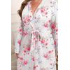 Ekouaer Women’s Plus Size Robe Waffle Knit Bathrobe Short Lightweight Kimono Robes with Pockets Maternity Robe 1x-5x(White Floral)