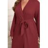 Ekouaer Women’s Plus Size Robe Waffle Knit Bathrobe Short Lightweight Kimono Robes with Pockets Maternity Robe 1x-5x(Wine Red)