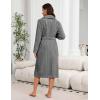 Ekouaer Women’s Robe Long Plush Soft Bathrobe Cozy Warm Robes Shawl Collar Sleepwear with Pockets(Black)
