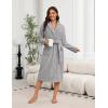 Ekouaer Women’s Robe Long Plush Soft Bathrobe Cozy Warm Robes Shawl Collar Sleepwear with Pockets(Deep Gray)