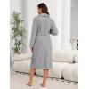 Ekouaer Women’s Robe Long Plush Soft Bathrobe Cozy Warm Robes Shawl Collar Sleepwear with Pockets(Deep Gray)