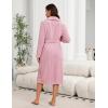 Ekouaer Women’s Robe Long Plush Soft Bathrobe Cozy Warm Robes Shawl Collar Sleepwear with Pockets(Deep Pink)
