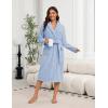 Ekouaer Women’s Robe Long Plush Soft Bathrobe Cozy Warm Robes Shawl Collar Sleepwear with Pockets(Light Blue)