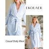 Ekouaer Women’s Robe Long Plush Soft Bathrobe Cozy Warm Robes Shawl Collar Sleepwear with Pockets(Light Blue)