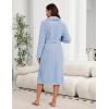 Ekouaer Women’s Robe Long Plush Soft Bathrobe Cozy Warm Robes Shawl Collar Sleepwear with Pockets(Light Blue)
