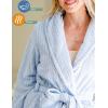 Ekouaer Women’s Robe Long Plush Soft Bathrobe Cozy Warm Robes Shawl Collar Sleepwear with Pockets(Light Blue)