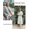 Ekouaer Women’s Robe Long Plush Soft Bathrobe Cozy Warm Robes Shawl Collar Sleepwear with Pockets(Light Gray)