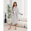Ekouaer Women’s Robe Long Plush Soft Bathrobe Cozy Warm Robes Shawl Collar Sleepwear with Pockets(Light Gray)