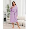 Ekouaer Women’s Robe Long Plush Soft Bathrobe Cozy Warm Robes Shawl Collar Sleepwear with Pockets(Light Purple)