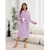 Ekouaer Women’s Robe Long Plush Soft Bathrobe Cozy Warm Robes Shawl Collar Sleepwear with Pockets(Light Purple)