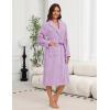 Ekouaer Women’s Robe Long Plush Soft Bathrobe Cozy Warm Robes Shawl Collar Sleepwear with Pockets(Light Purple)