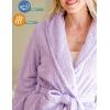 Ekouaer Women’s Robe Long Plush Soft Bathrobe Cozy Warm Robes Shawl Collar Sleepwear with Pockets(Light Purple)