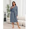 Ekouaer Women’s Robe Long Plush Soft Bathrobe Cozy Warm Robes Shawl Collar Sleepwear with Pockets(Navy)