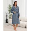 Ekouaer Women’s Robe Long Plush Soft Bathrobe Cozy Warm Robes Shawl Collar Sleepwear with Pockets(Navy)